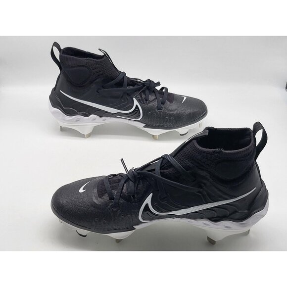 Nike Alpha Huarache NXT Baseball Shoes‎ Mens Size 7 Black White Metal Cleats - Picture 3 of 9
